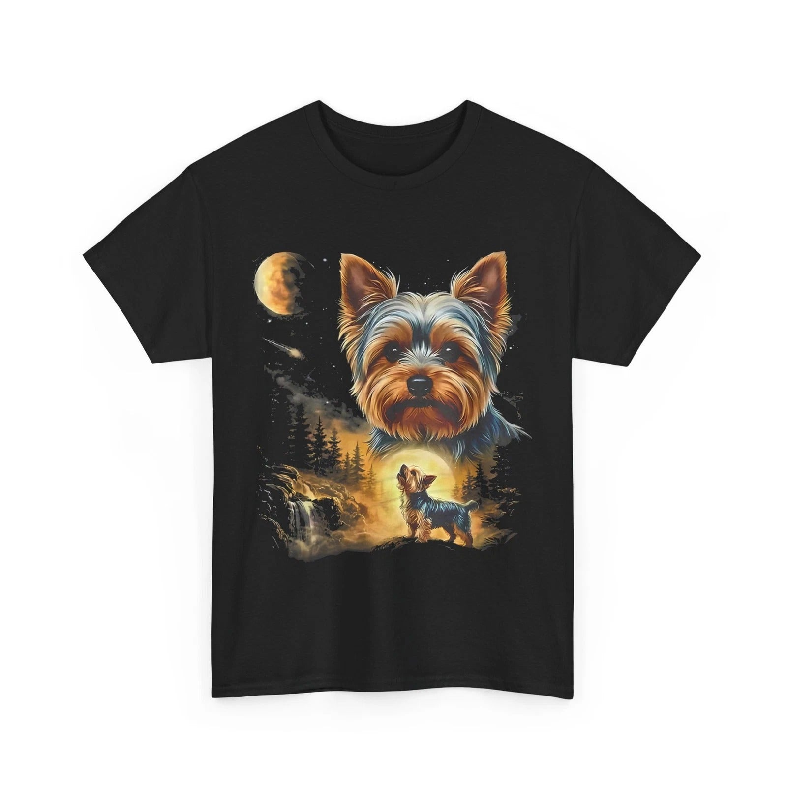 Yorkie Howling to The Moon Vintage T-Shirt