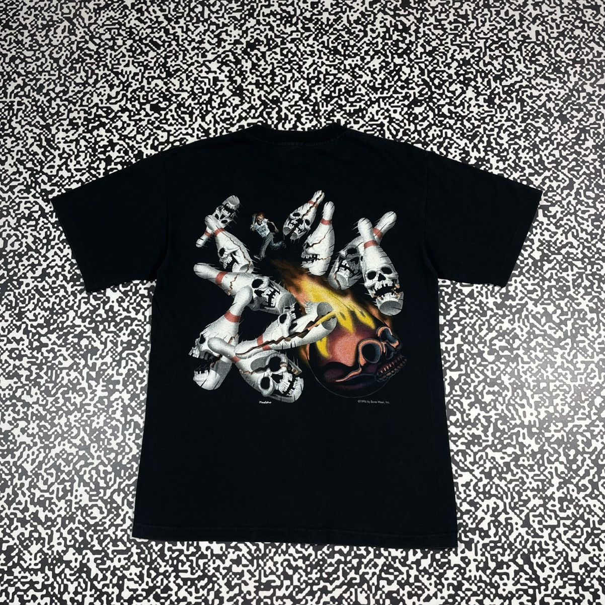 Japanese Brand Vintage 1996 Bone Man Skull Bones Logo Bowling Retro T Shirt Hoodie, Sweatshirt | PodWearCo.com