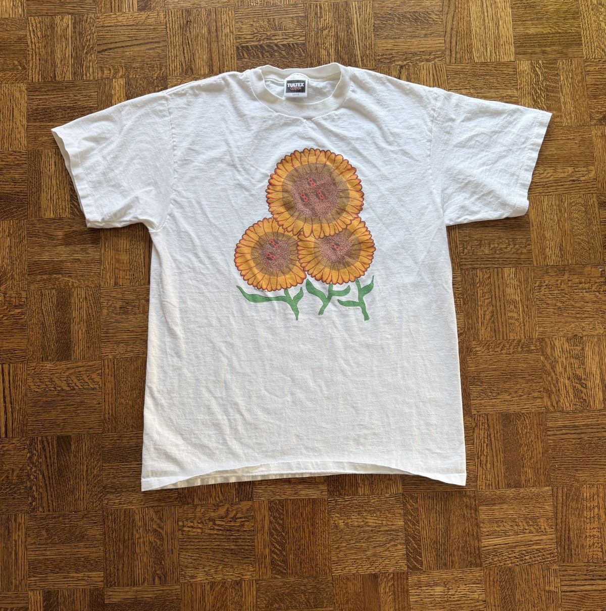 Vintage 90s Sunflower Art Graphic Tee Hoodie, Sweatshirt | PodWearCo.com