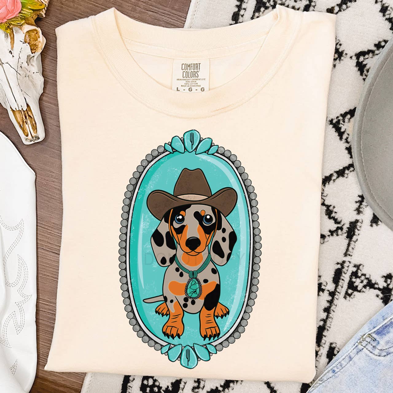 Western Dachshund Tee Hoodie, Sweatshirt | PodWearCo.com