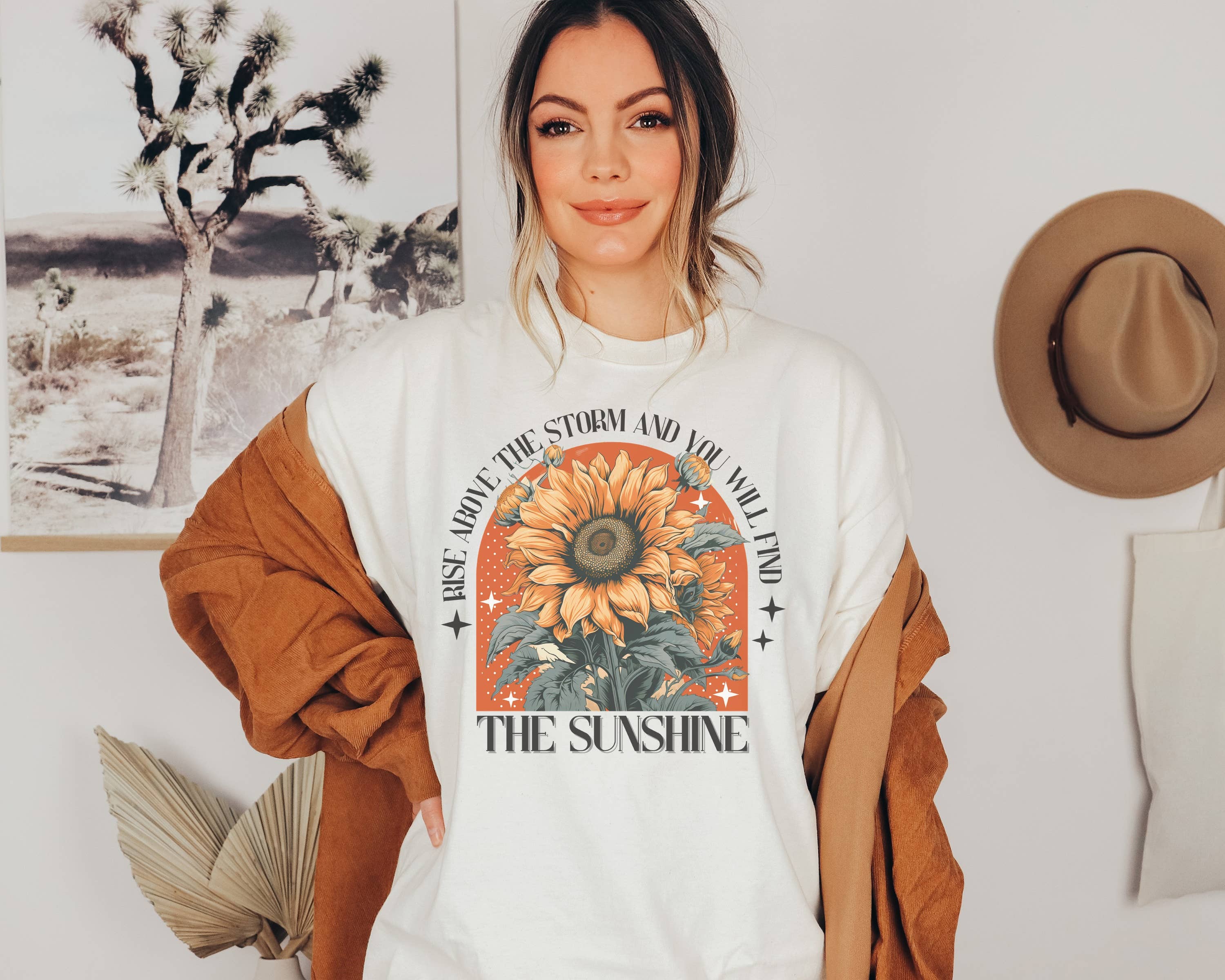 Rise Above the Storm Sunflower Graphic Tee Hoodie, Sweatshirt | PodWearCo.com